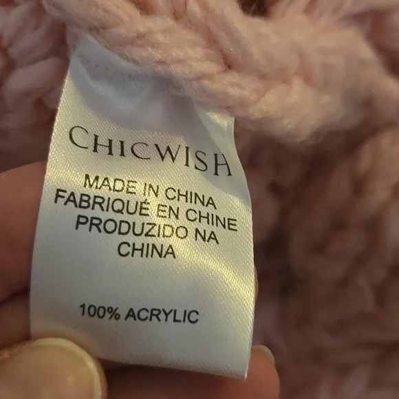 Pink Cable Knit Women's Sweater - Picture 8 of 12